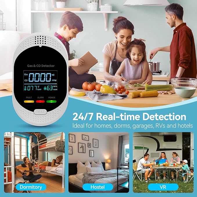 Plug in Carbon Monoxide Detector Combustible Gases Detectors, 4-in-1 Co & - Image 6