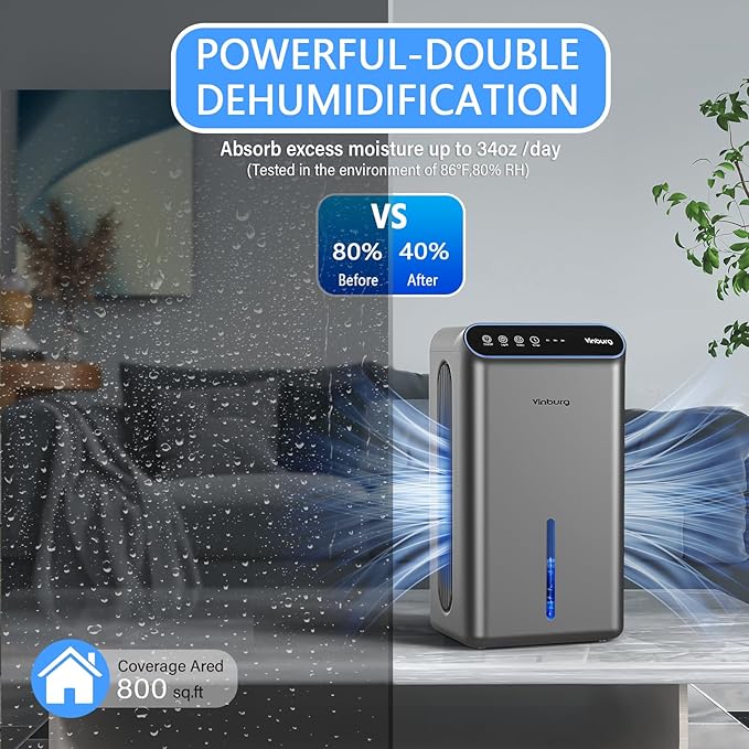 Dehumidifier for Basement Quiet Dehumidifiers for Home, Auto Shut-Off, Sleep - Image 3