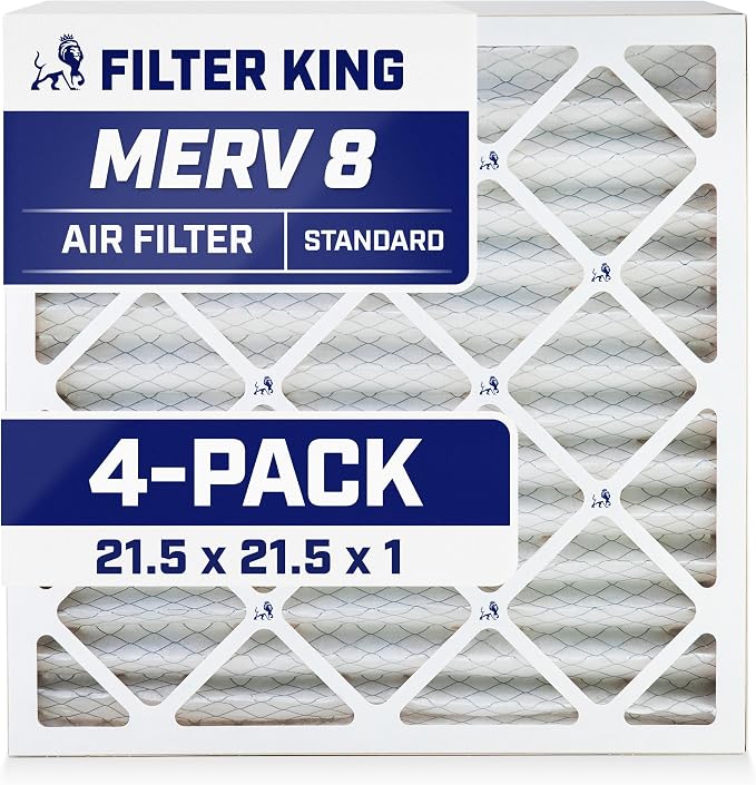 Filter King 21.5x21.5x1 Air Filter | 4-PACK | MERV 8 HVAC Pleated A/C Furnace by FilterKing