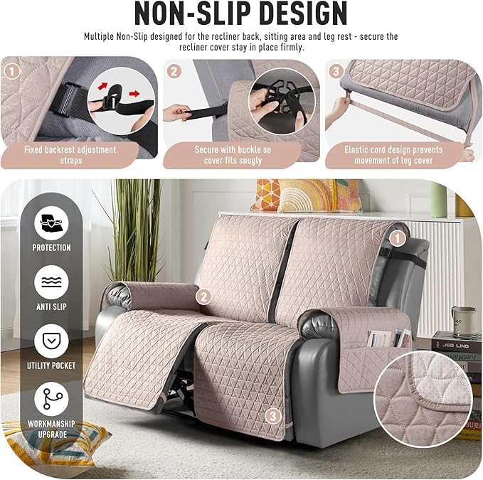 TAOCOCO 100% Waterproof Recliner Cover, Non-Slip Washable Reclining Couch Cover - Image 5