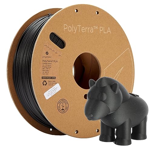 Polymaker Matte PLA Filament Charcoal Black 1.75mm 1kg 3D Printing Filament by Polymaker