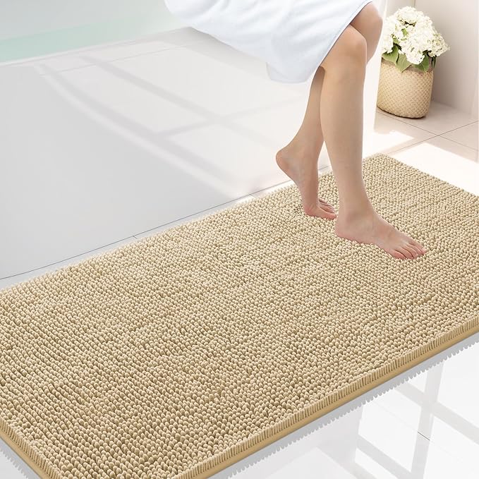 Smiry Luxury Chenille Bathroom Rugs 47x24, Extra Soft and Absorbent Shaggy Bath by Smiry