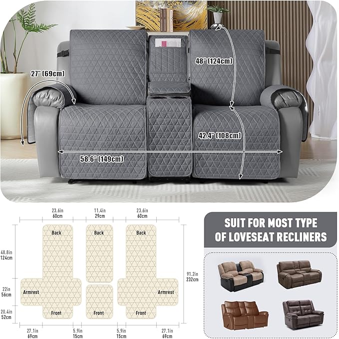 TAOCOCO 100% Waterproof Loveseat Recliner Couch Sofa Covers - Image 2