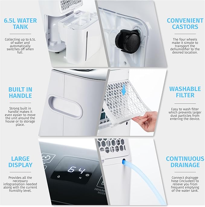 Nyxi 4, 500 Sqft / 50 Pints Compressor Dehumidifier, Smart Digital Humidity - Image 7