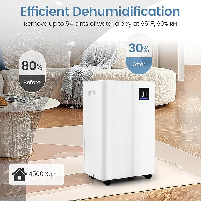ARLIME 4500 Sq.Ft Dehumidifier for Basement, 54 Pints Dehumidifier - Image 2
