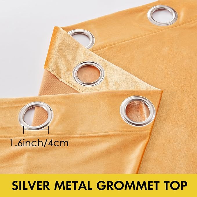 BULBUL Elegant Mustard Yellow Velvet Curtains 120 inches Luxury Living Room - Image 3