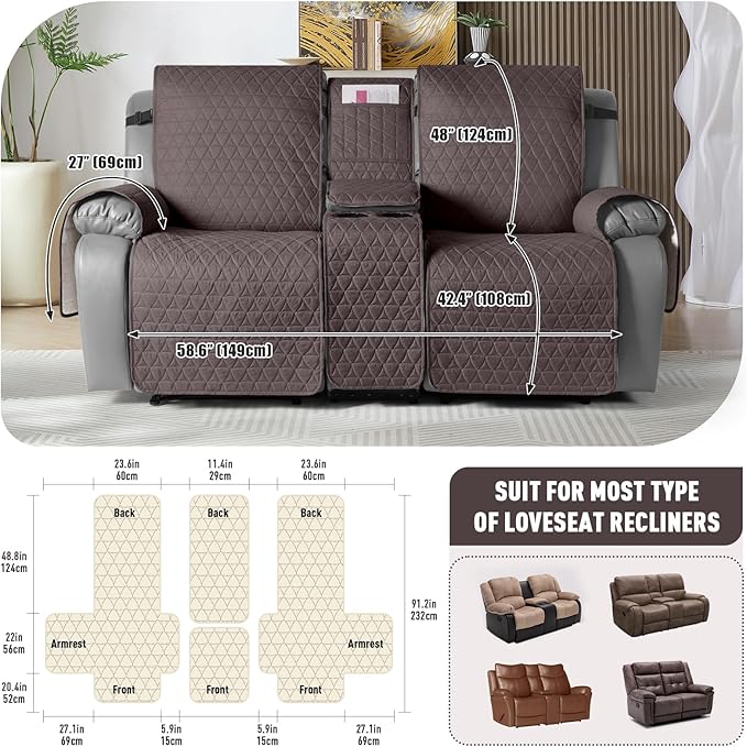 TAOCOCO 100% Waterproof Loveseat Recliner Cover - Image 2