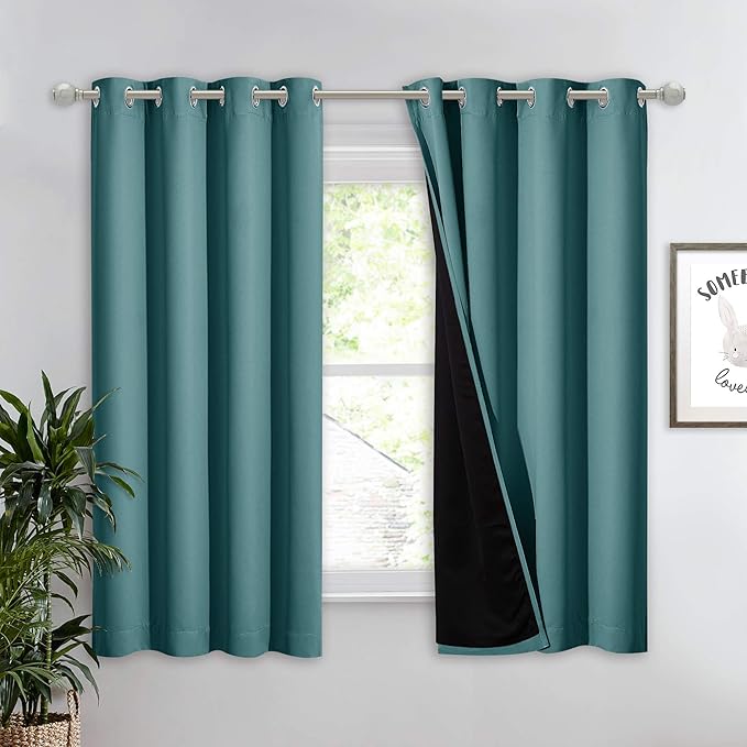NICETOWN 100% Blackout Curtain Panel, Thermal Insulated Black Liner Curtain by NICETOWN