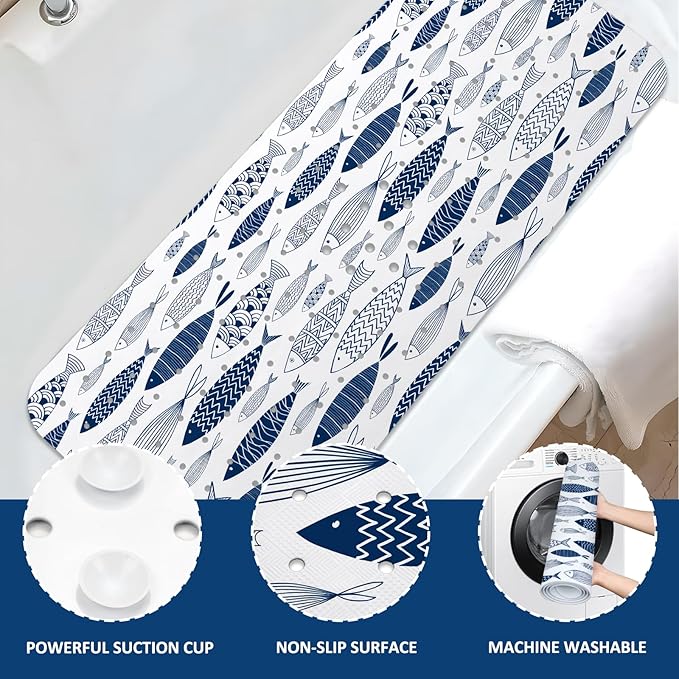 Fish Bathtub Mat Non Slip, Boho Baby Bath Mat - Image 5