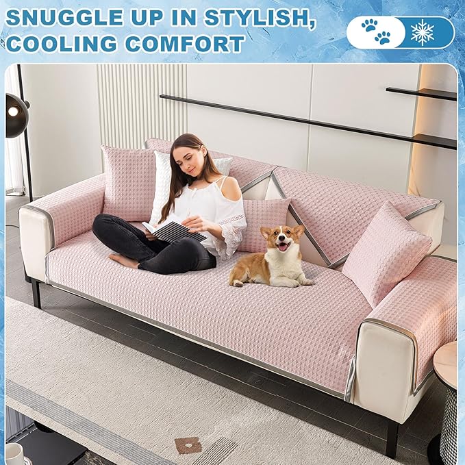 OTOB Cooling Dog Couch Cover Ice Silk Fiber, Washable & Non Slip Sofa - Image 7