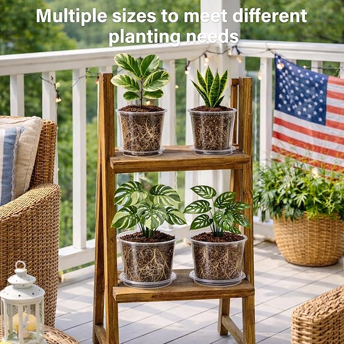 12 Pack 10/8/6/5 Inch Reinforced Large Clear Nursery Pots - Image 4