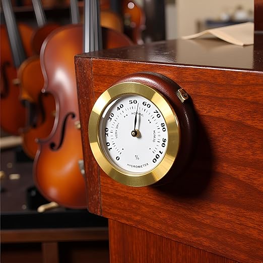 Gold Upgraded Hygrometer Humidity Meter Mini 38mm Round Glass Analog Hygrometer - Image 3