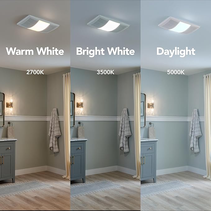 Broan-NuTone BHFLED110 PowerHeat Bathroom Exhaust Fan, and LED Light Combination - Image 3