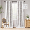 jinchan 95% Blackout Floral Curtains 96 Inches Long, Printed Flower Taupe by JINCHAN