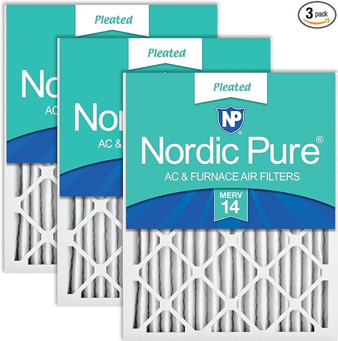 Nordic Pure 20x20x2 Pleated MERV 14 Air Filters 3 Pack by NordicPure