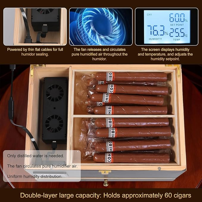 Electric Humidor Cabinet with Precision Humidity Control & Digital Display | - Image 4