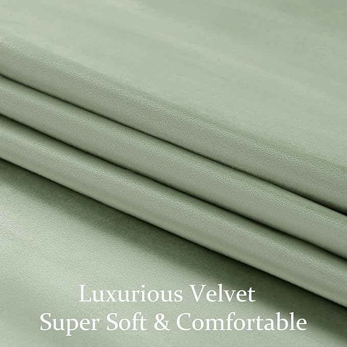 BULBUL Sage Green Velvet Curtains 84 inches Luxury Elegant Living Room Curtain - Image 5