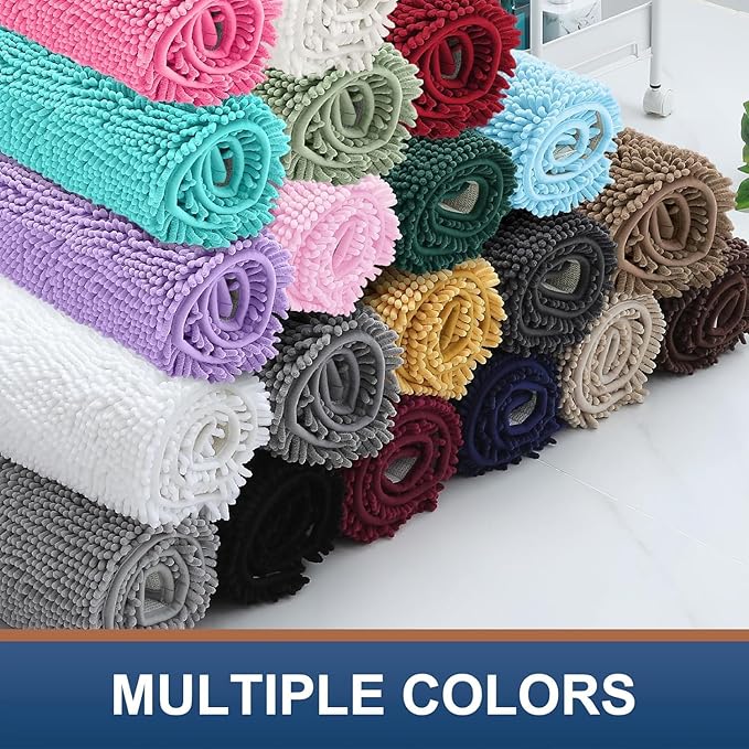 Smiry Luxury Chenille Bathroom Rugs 70x24, Extra Soft and Absorbent Shaggy Bath - Image 10