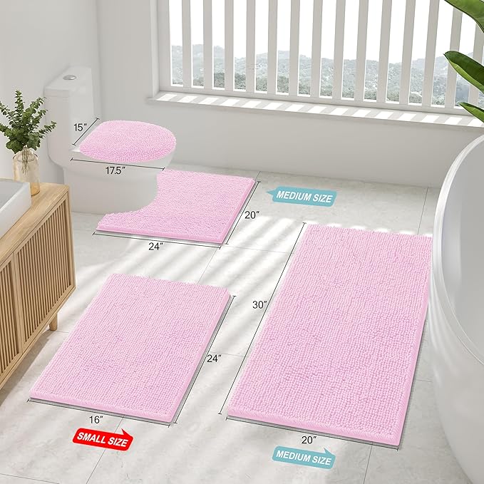 Smiry Luxury Chenille Bathroom Rugs 47x17, Extra Soft and Absorbent Shaggy Bath - Image 2