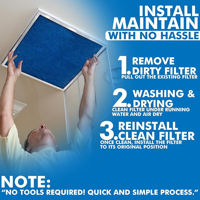 16x25x1 Air Filter MERV 6 Washable Air Filter Media, AC Furnace Filter - Image 9