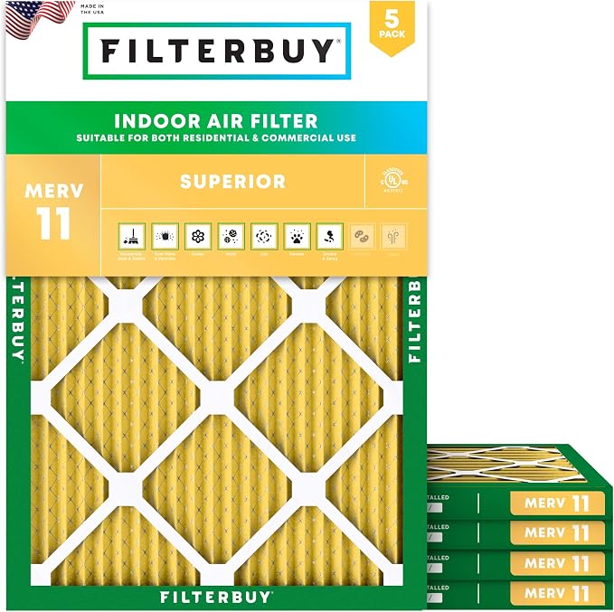 Filterbuy 12x16x1 Air Filter MERV 11 Superior Pet & Allergy Defense, by Filterbuy