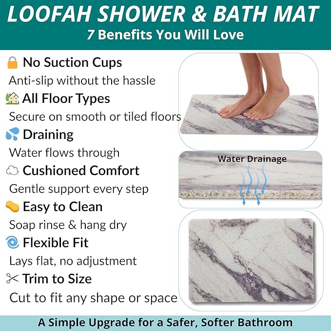 ENKOSI Loofah Non-Slip Shower and Bath Mat - Image 4