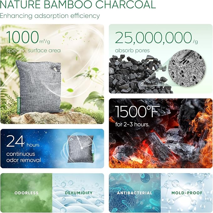 Activated Charcoal Odor Absorber, 6 Pack Nature Odor Eliminator - Image 3