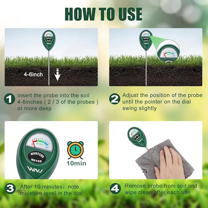 WNJ 2 Pack Soil Moisture Meter, Plant Water Monitor, Lawn Moisture Meter，Soil - Image 2