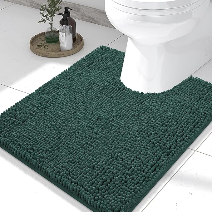 Smiry Luxury Chenille Toilet Rugs U-Shaped 24x20, Soft Absorbent Non-Slip by Smiry