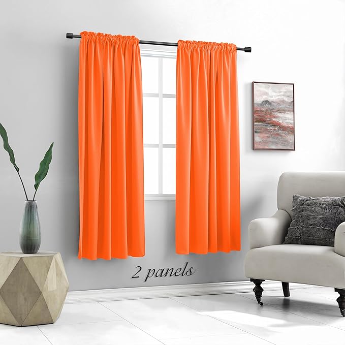 DONREN Bright Light Orange Room Darkenging Curtains - Image 2