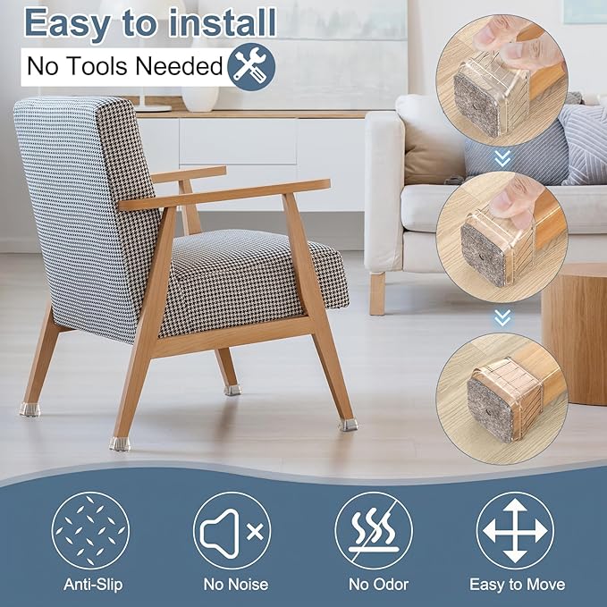 24PCS Square Chair Leg Floor Protectors - Image 5