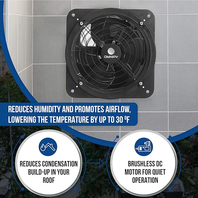 Solar Powered Wall Mount Exhaust Fan, 35 Watt - Image 7