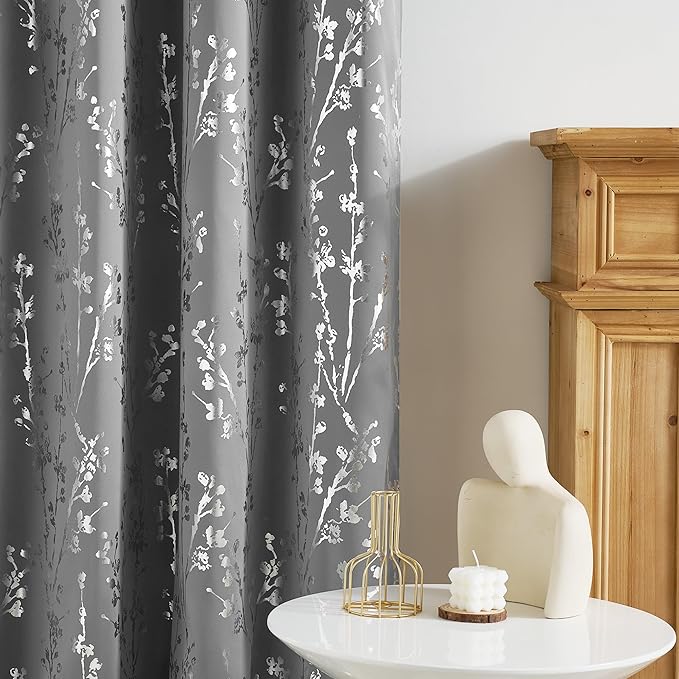 NICETOWN 96 inch Curtains 2 Panels Set 100% Blackout, Grommet Silver Foil - Image 4