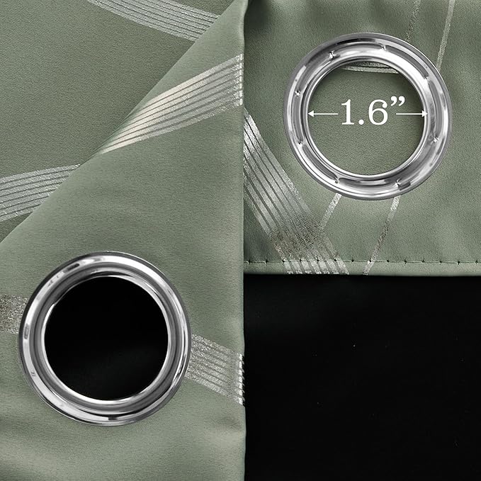 NICETOWN 100% Blackout Greyish Green Blackout Curtain Panels - Image 3