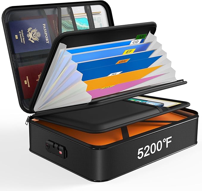 Noiposi 5200℉ Fireproof Document Box, 16.1x 11.4x4.3 Inch Waterproof and by Noiposi
