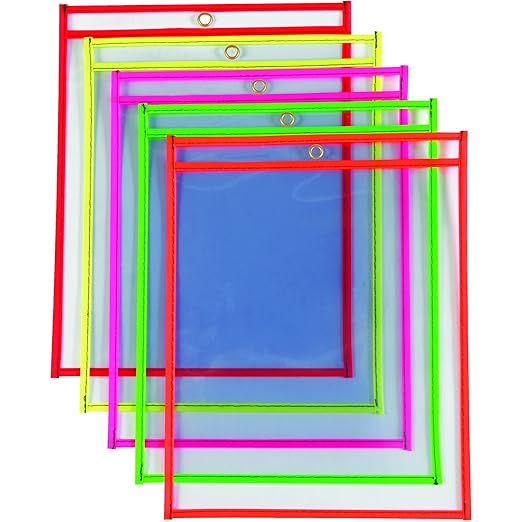 Box USA Assorted Stitched Job Ticket Holders, Top Load, 9 x 12", Reusable Vinyl by BOXUSA