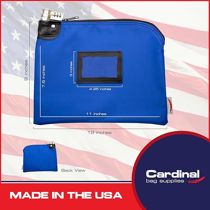 Heavy-Duty Money Bag with Lock – 9" x 12" Water-Repellent Laminated Nylon Bank - Image 2