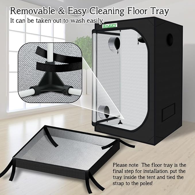 zazzy Grow Tent 60"x60"x78" Hydroponic Grow Tents Heavy Duty Dark Room Grow - Image 6
