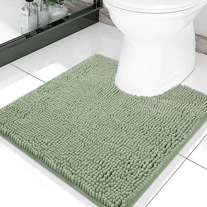 Smiry Luxury Chenille Toilet Rugs U-Shaped 20x20, Soft Absorbent Non-Slip by Smiry