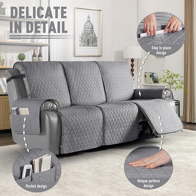 TAOCOCO 100% Waterproof Recliner Cover, Non-Slip Washable Reclining Couch Cover - Image 6