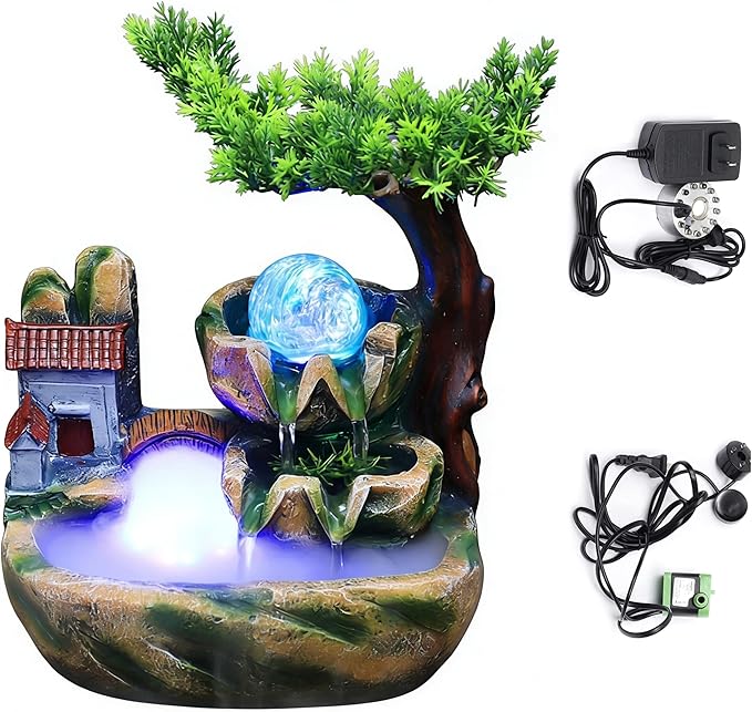 Small Bonsai Humidifier Mini Tabletop Waterfall Fountain by kunghei