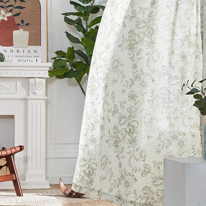 jinchan Linen Floral Curtains Extra Wide - Image 7
