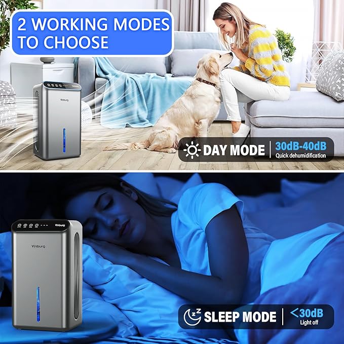 Dehumidifier for Basement Quiet Dehumidifiers for Home, Auto Shut-Off, Sleep - Image 4