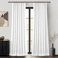 Pinch Pleated Bright White Blackout 95 Inch Curtains 2 Panels Set by QJMYDECO