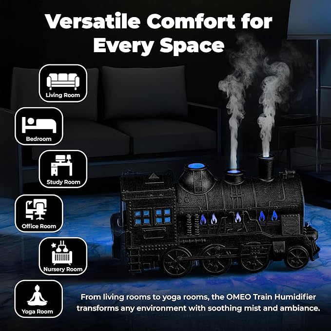OMEO Black Small Train Aromatherapy Humidifier & Essential Oil Diffuser - Image 2