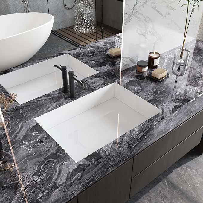 CRE8TIVE 12"x80" Glossy Dark Grey Silver Marble Contact Paper - Image 4