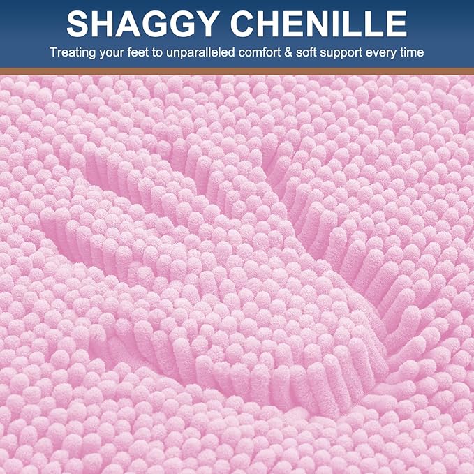 Smiry Luxury Chenille Bathroom Rugs 24x16, Extra Soft and Absorbent Shaggy Bath - Image 3