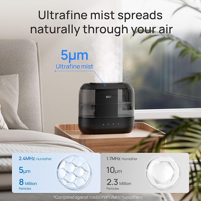 Dreo Humidifiers for Bedroom, 4L Top Fill for Large Room, 36H Runtime, 28 dB - Image 4