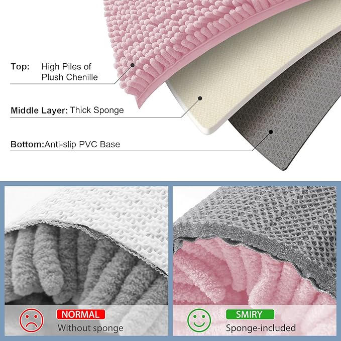 Smiry Luxury Chenille Bathroom Rugs 24x16, Extra Soft and Absorbent Shaggy Bath - Image 5