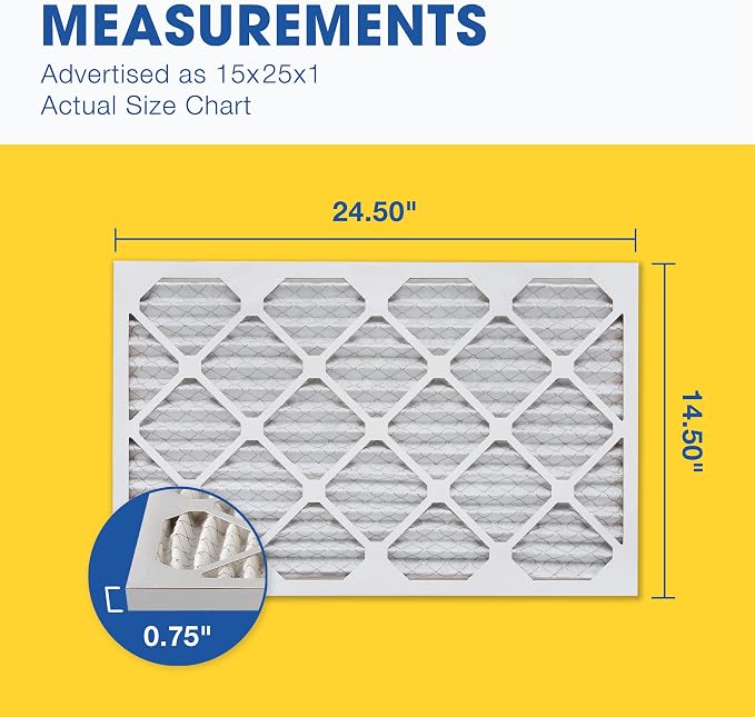 Aerostar 15x25x1 MERV 13 Pleated Air Filter, AC Furnace Air Filter, 6 Pack - Image 2
